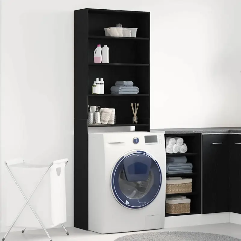 Armario para lavadora Roble Negro 64 x 24 x 190 cm