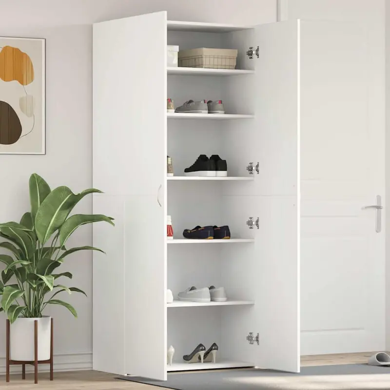 Armario para Zapatos con estante Blanco 80 x 35.5 x 180 cm