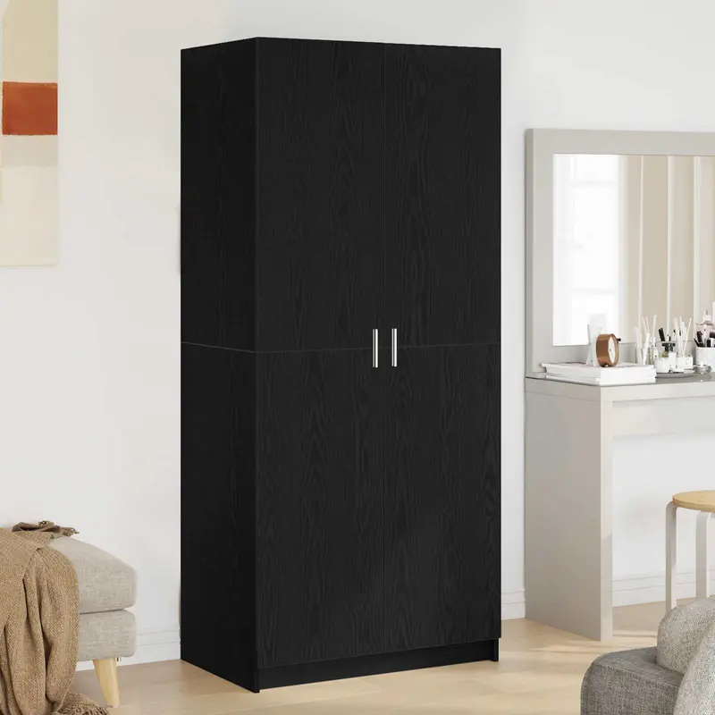 Armario Roble Negro 80 x 50,5 x 180 cm Madera de ingeniería