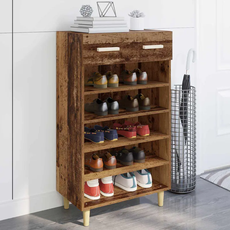 Armario Zapatero con cajón Liso Madera vieja 60 x 35 x 105 cm