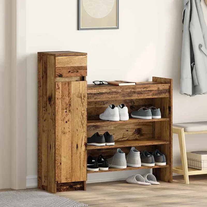 Armario Zapatero con cajón Madera vieja 100,5 x 28 x 100 cm