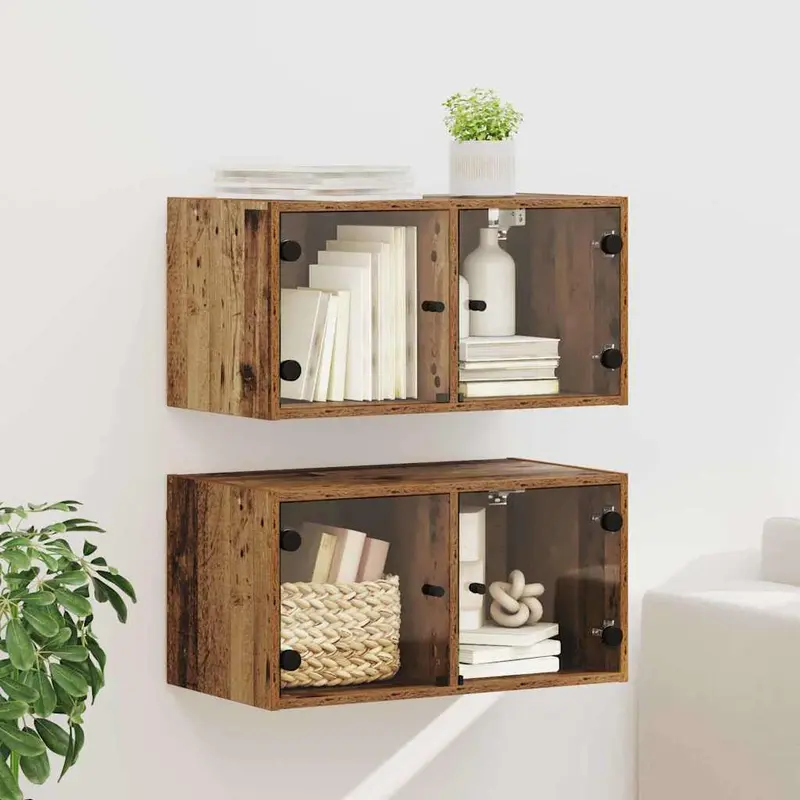 Armarios de pared 2 pcs Madera Vieja 68 x 37 x 35 cm
