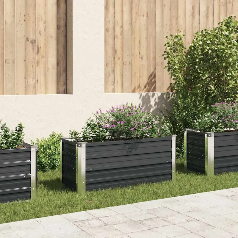 Arriate de acero galvanizado gris antracita 100x40x45 cm