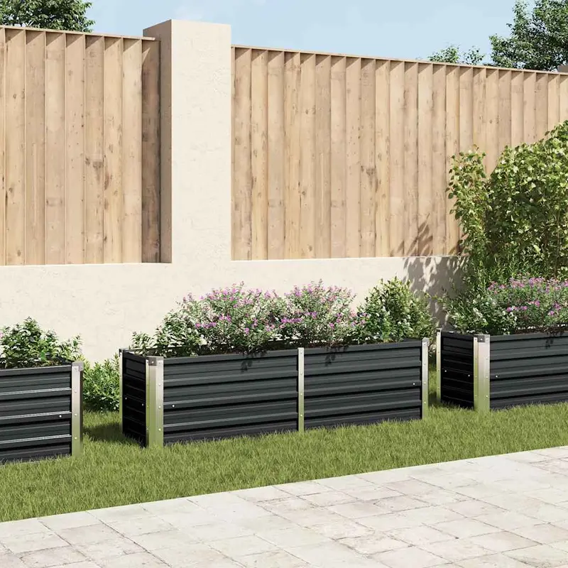 Arriate de acero galvanizado gris antracita 160x40x45 cm
