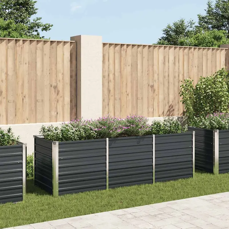Arriate de acero galvanizado gris antracita 240x80x77 cm