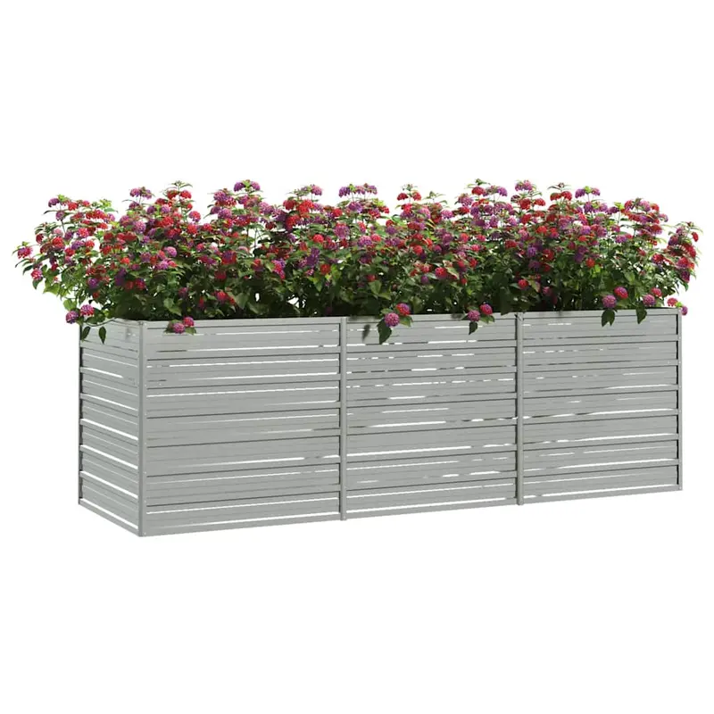Arriate de acero galvanizado plateado 240x80x77 cm