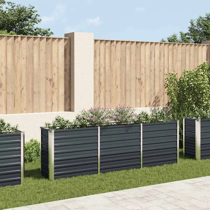 Arriate de jardín de acero galvanizado antracita 240x40x77 cm