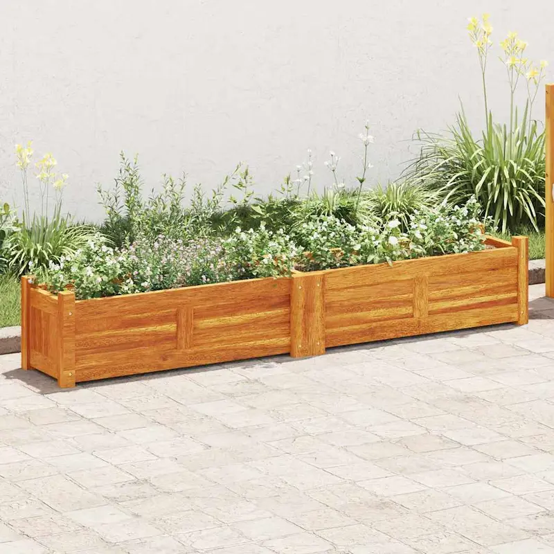 Arriate de jardín de madera de acacia 150x30x25 cm