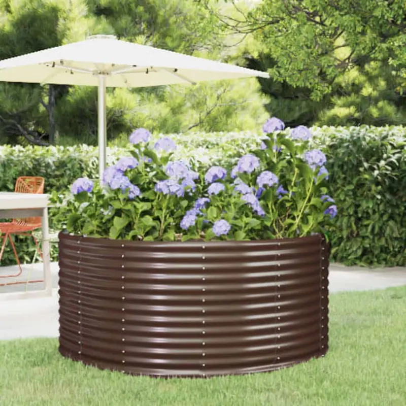 Arriate de jardín marrón 140x140x68 cm acero galvanizado