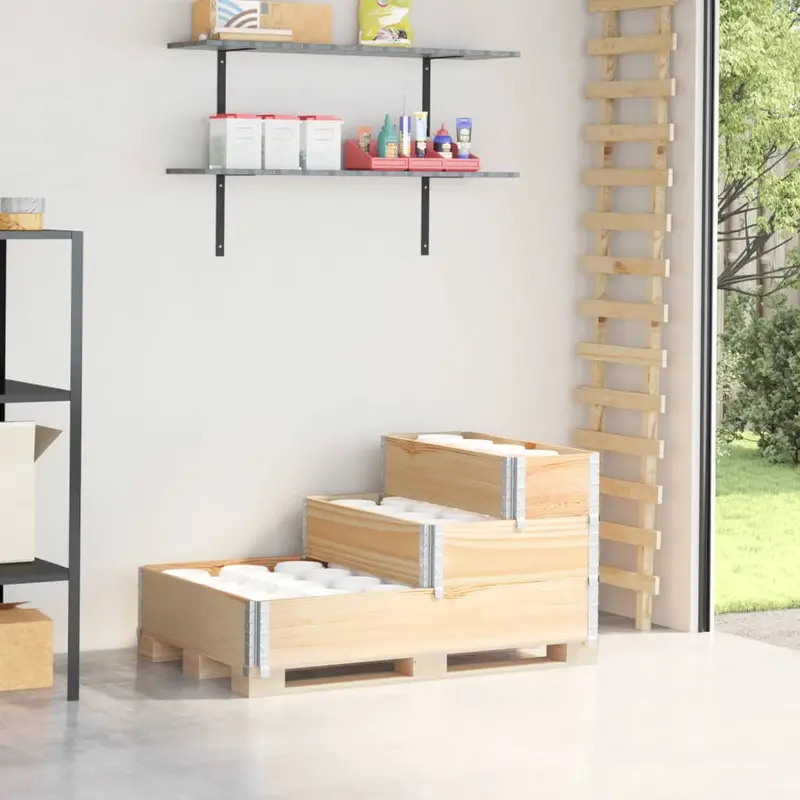Arriate elevado de 3 niveles madera maciza de pino 120x80 cm