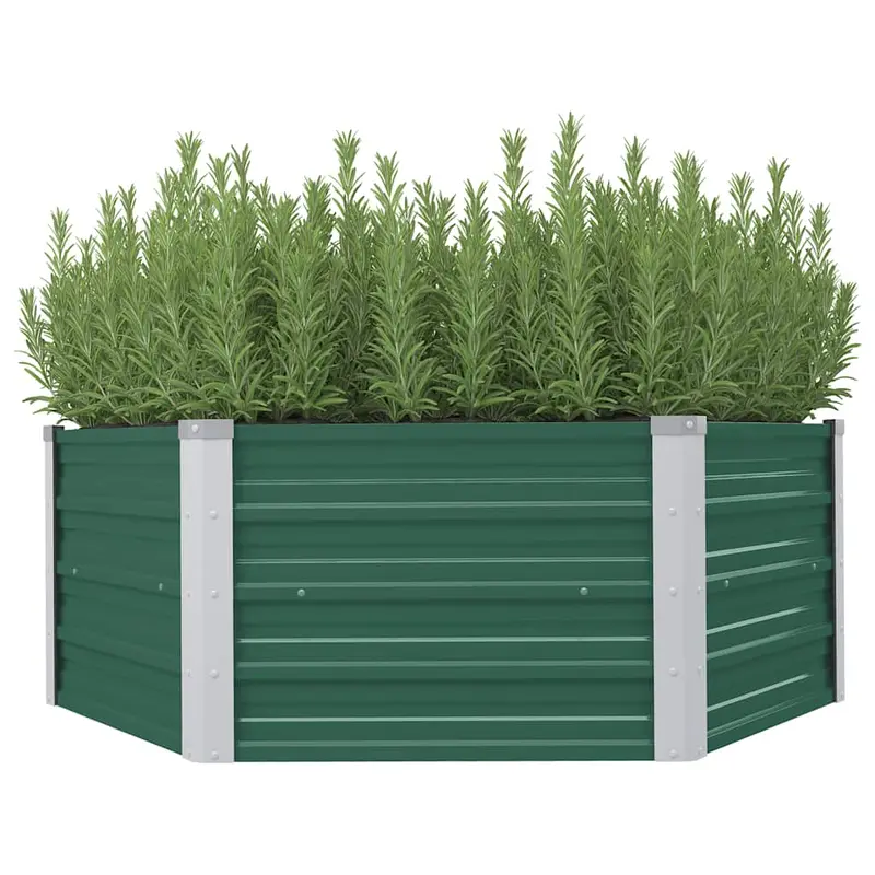 Arriate elevado de acero galvanizado verde 129x129x45 cm