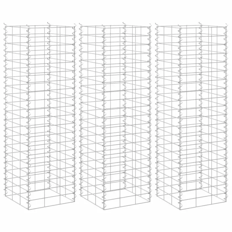 Arriates de gaviones 3 unidades hierro 30x30x100 cm