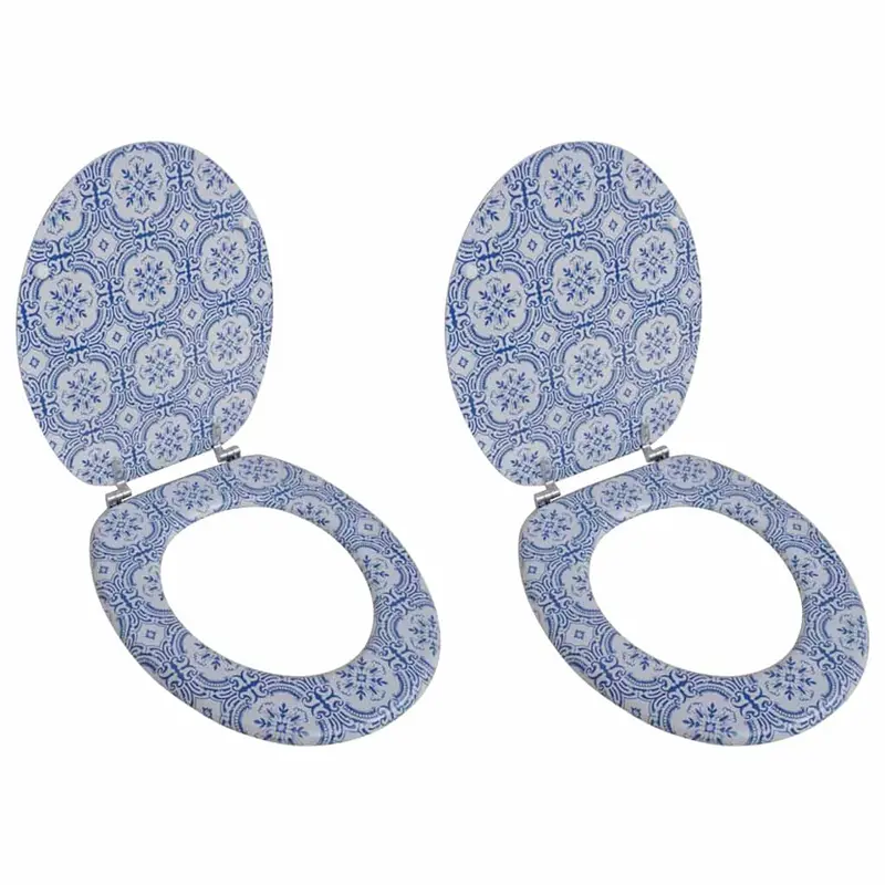 Asiento inodoro con tapa 2 uds MDF porcelana