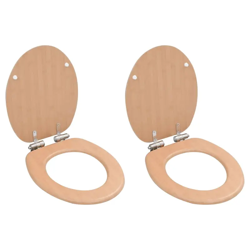 Asiento inodoro WC 2 uds tapa de cierre suave MDF diseño bambú