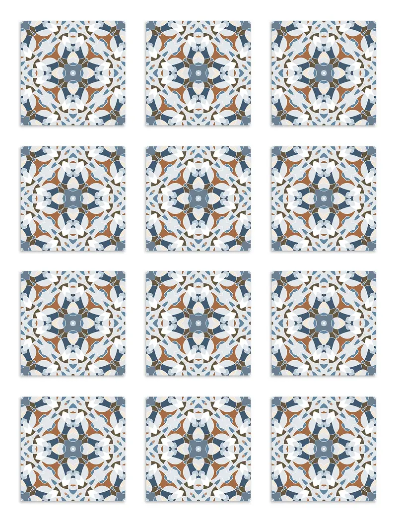 Azulejo Adhesivo Baldosa Modelo Oriental Azul