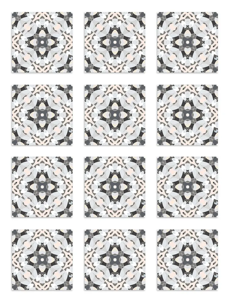 Azulejo Adhesivo Baldosa Modelo Oriental Gris