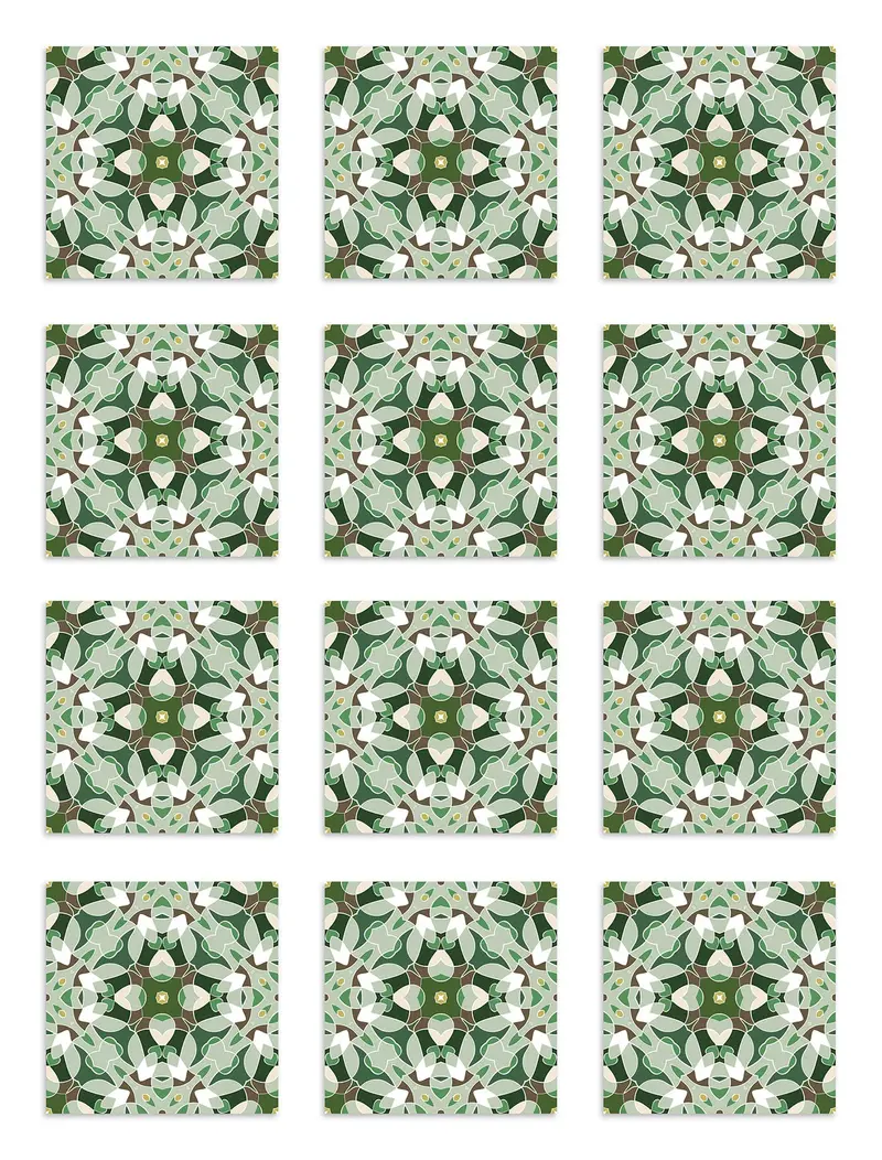 Azulejo Adhesivo Baldosa Modelo Oriental Verde