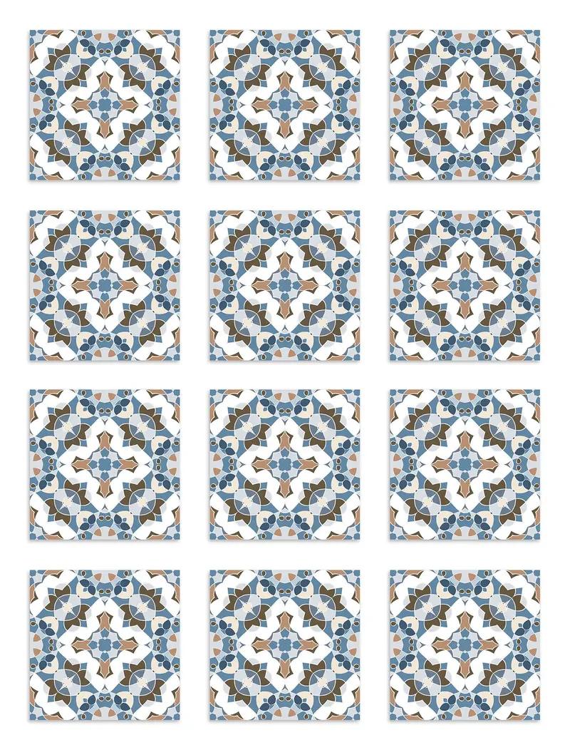 Azulejo Adhesivo Baldosín Estilo Oriental Azul