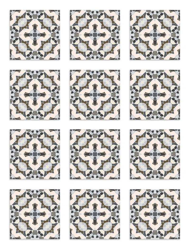 Azulejo Adhesivo Baldosín Estilo Oriental Gris