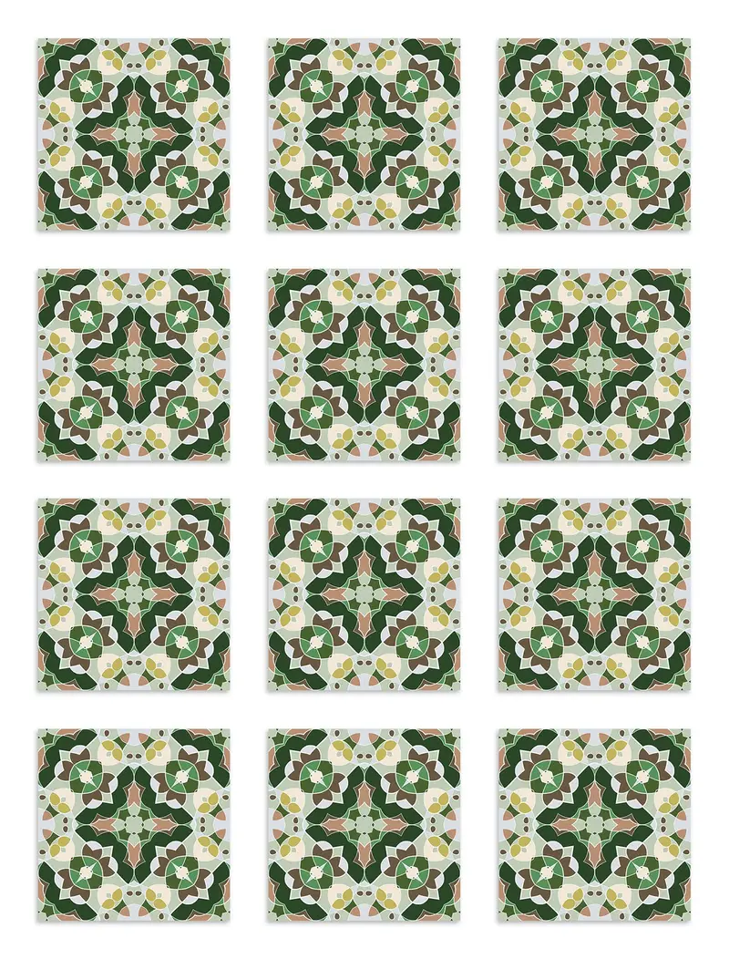 Azulejo Adhesivo Baldosín Estilo Oriental Verde
