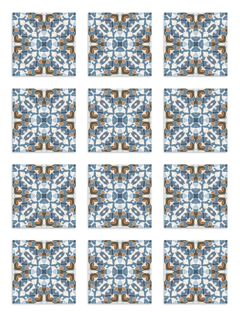 Azulejo Adhesivo Hidráulico Estilo Oriental Azul