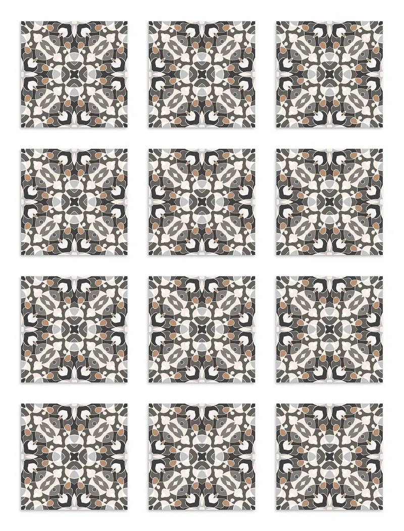 Azulejo Adhesivo Hidráulico Estilo Oriental Gris