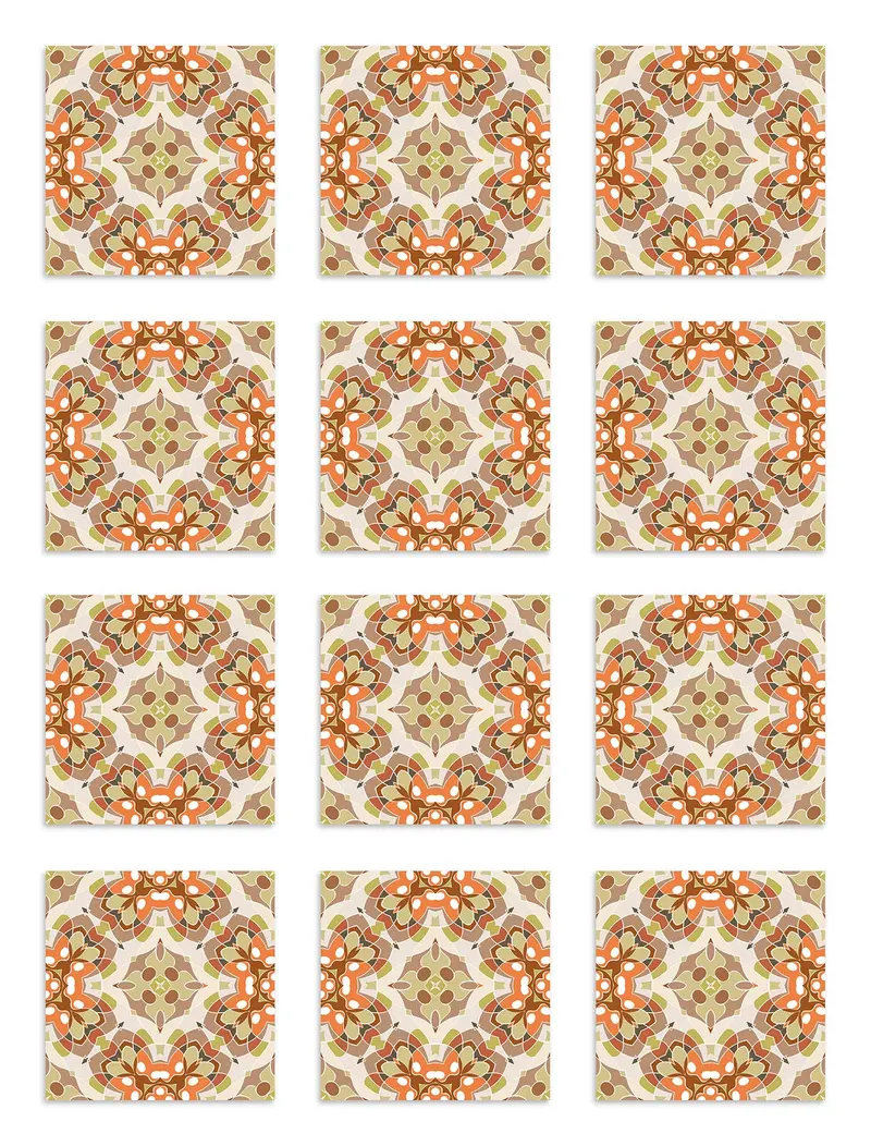 Azulejo Adhesivo Oriental Naranja