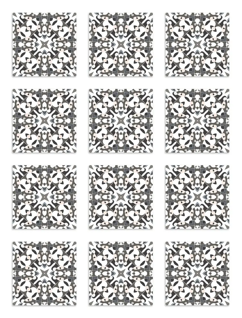 Azulejo Adhesivo Tipo Hidráulico Oriental Gris
