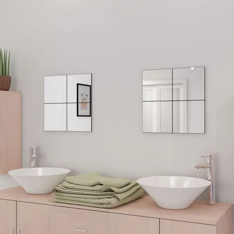 Azulejos de espejo sin marco vidrio 20,5 cm 16 unidades