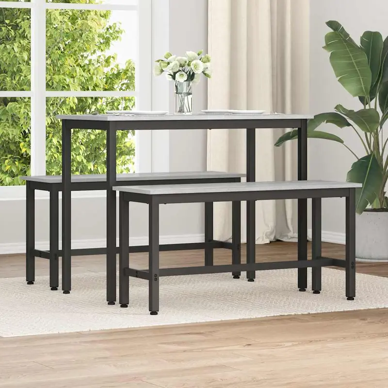 Banca de Comedor 2 pcs Gris Sonoma 100 x 32,5 x 48,5 cm