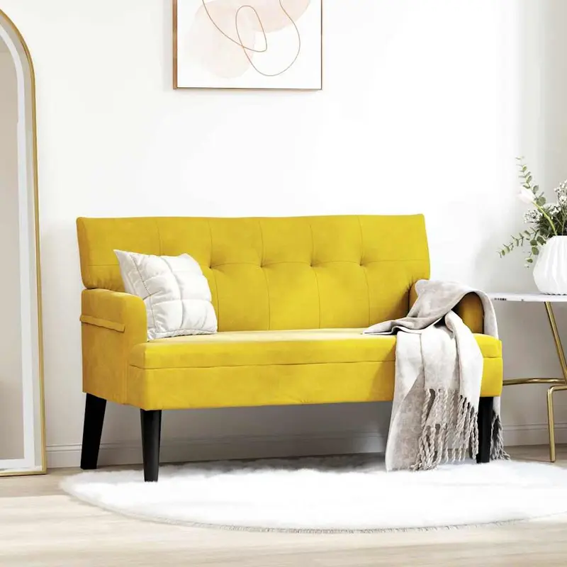 Banco Chesterfield Amarillo 112 x 65,5 x 75 cm Terciopelo