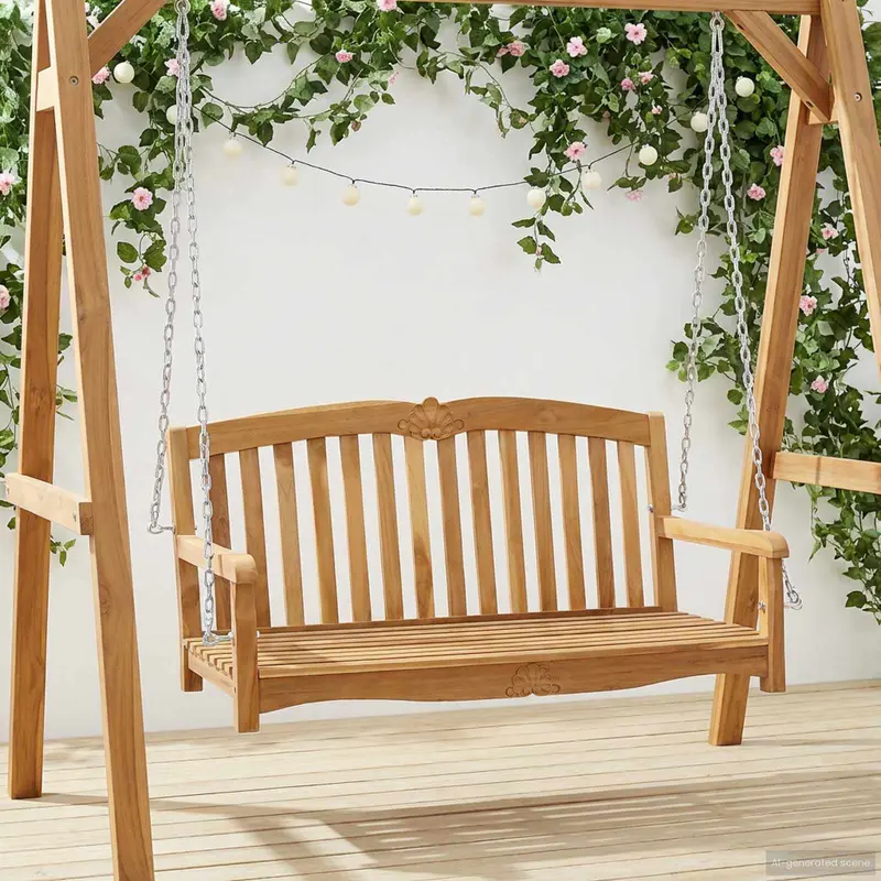 Banco Columpio Natural 114 x 60 x 60,5 cm Madera de teca maciza