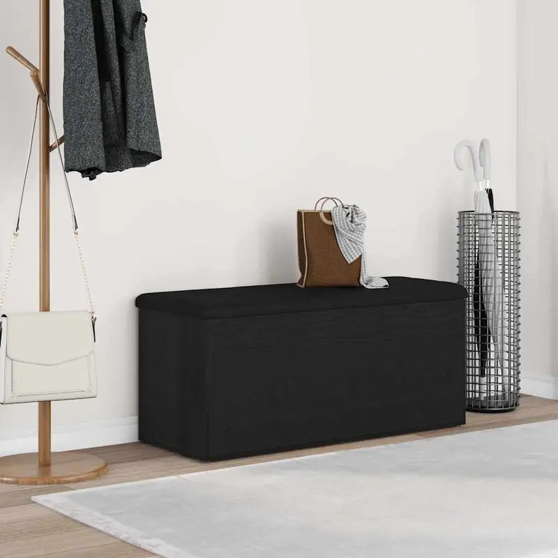 Banco de almacenamiento Roble negro 102 x 42 x 45 cm