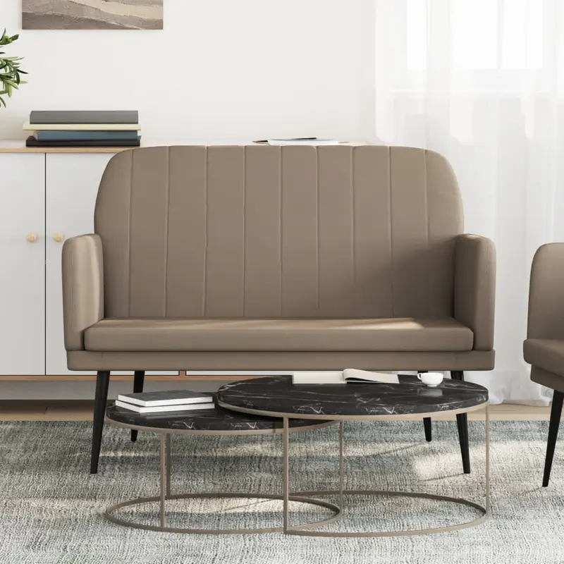 Banco de cuero sintético color capuchino 107x80x81 cm