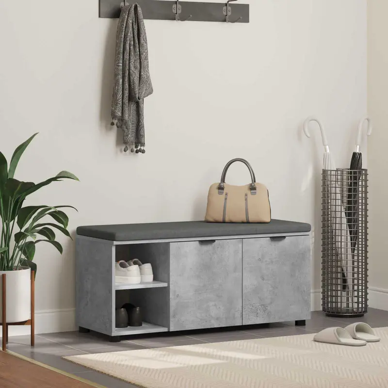 Banco de entrada con cojín Gris Concreto 100 x 38 x 46 cm