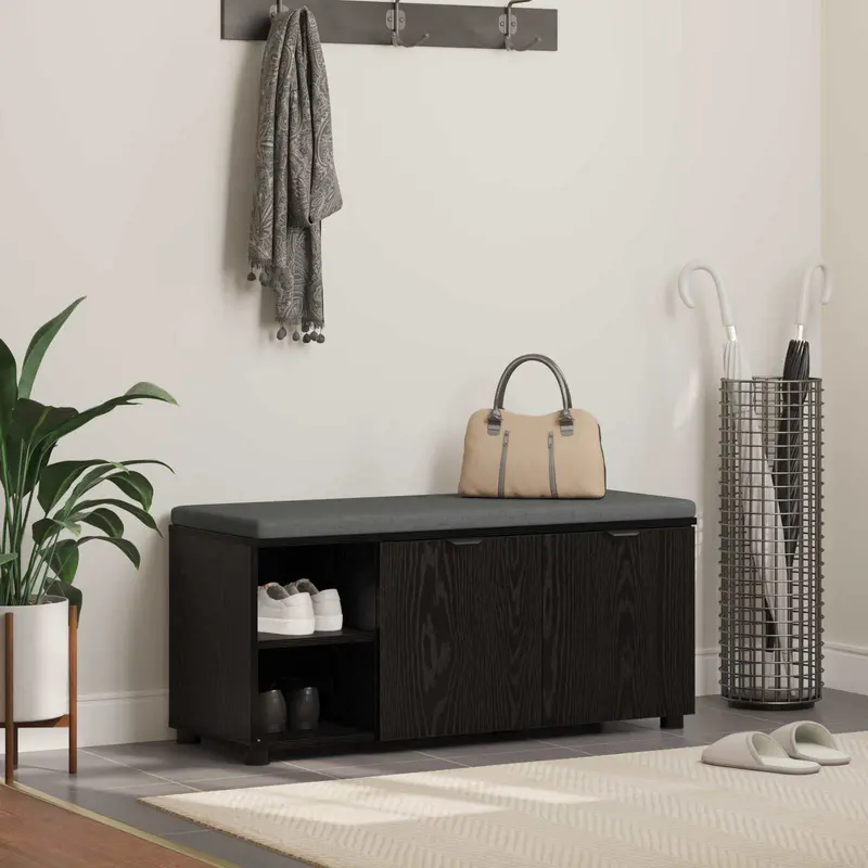 Banco de entrada con cojín Roble Negro 100 x 38 x 46 cm