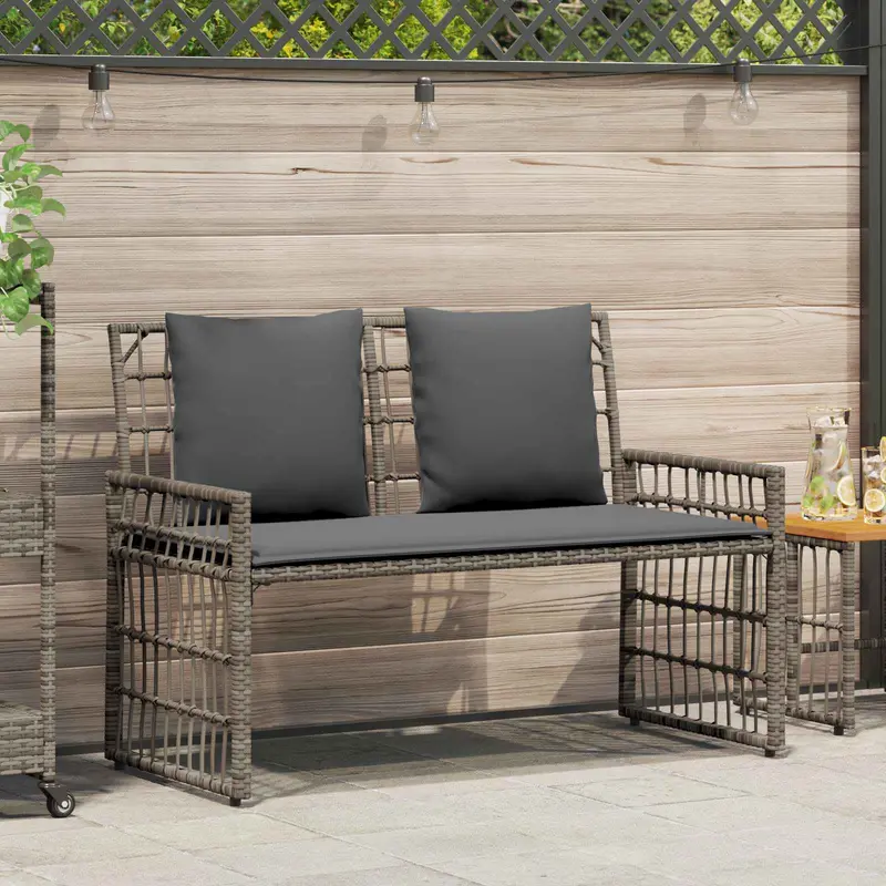 Banco de exterior Liso Gris y Gris Oscuro 116 x 55 x 82 cm