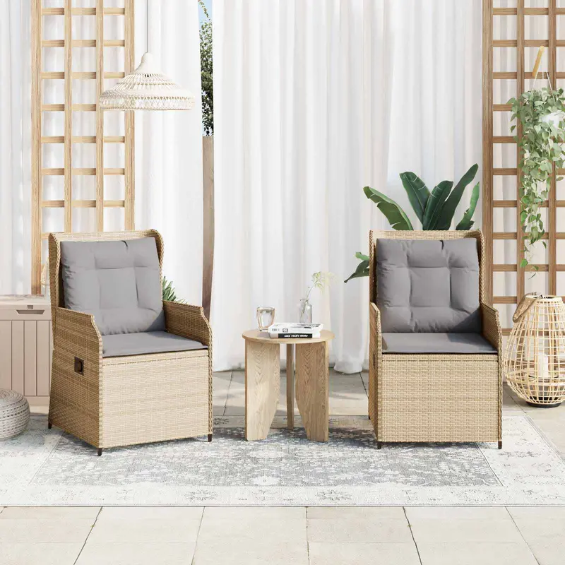 Banco de jardín 2 pcs Beige ratán sintético