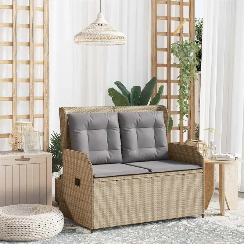 Banco de jardín Beige ratán sintético