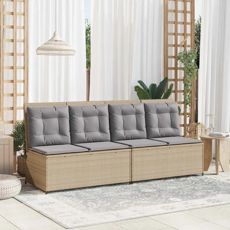 Banco de jardín Beige ratán sintético