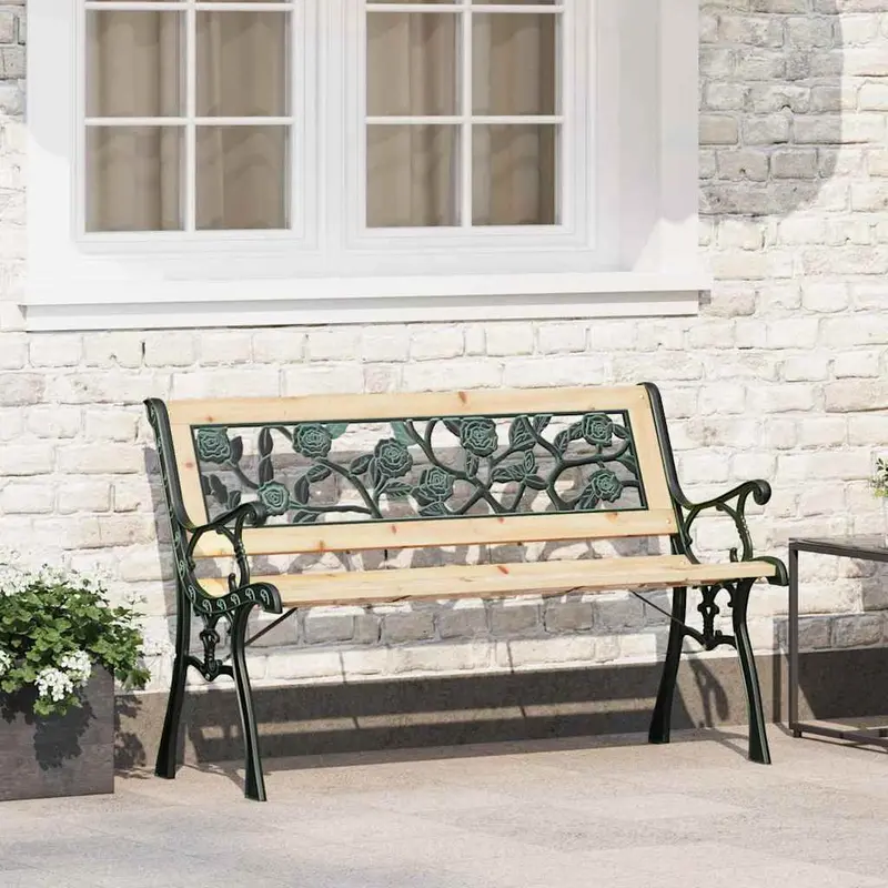Banco de jardín con cojín Marrón 116 x 54 x 73 cm Madera