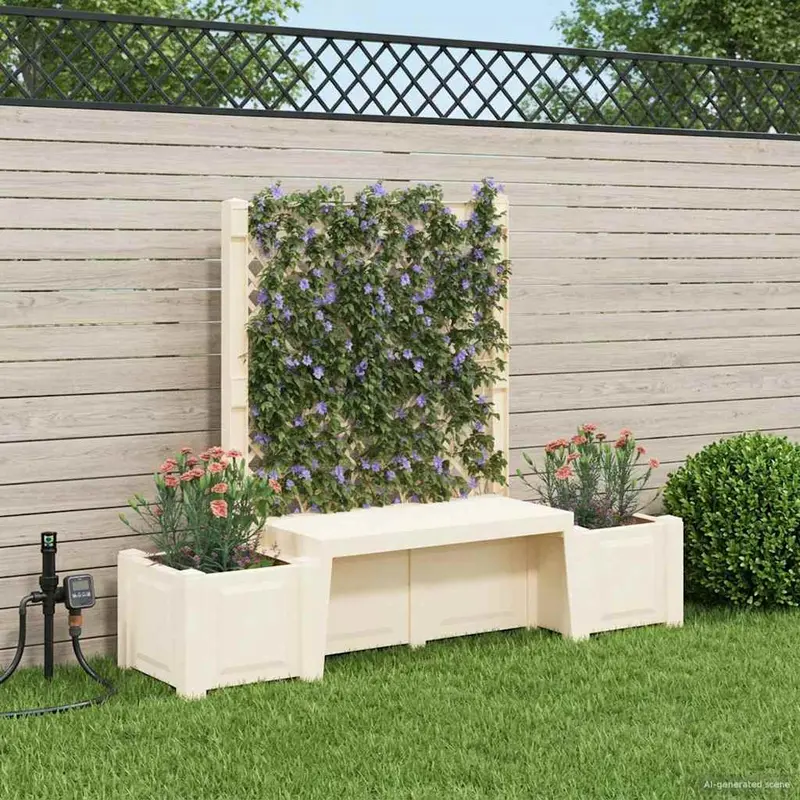 Banco de Jardín Kopenhagen Blanco 173 x 49 x 135,5 cm PP