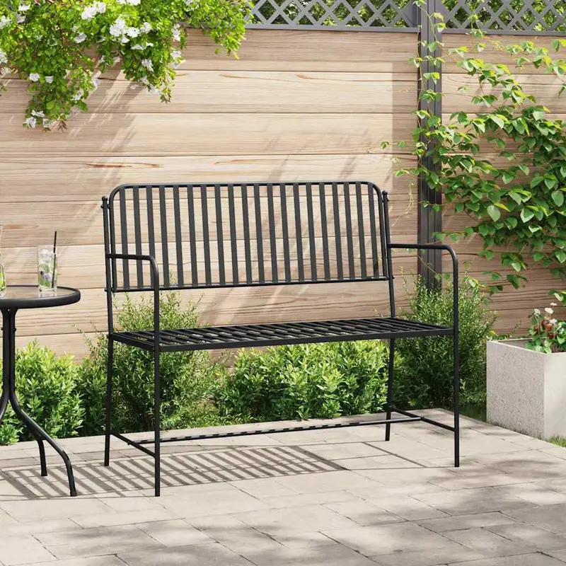 Banco de jardín Negro 103,5 x 51,5 x 90 cm Acero