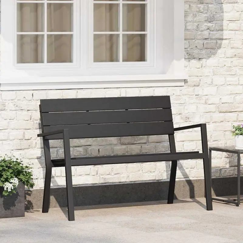 Banco de jardín Negro 118 x 54 x 77cm Acero