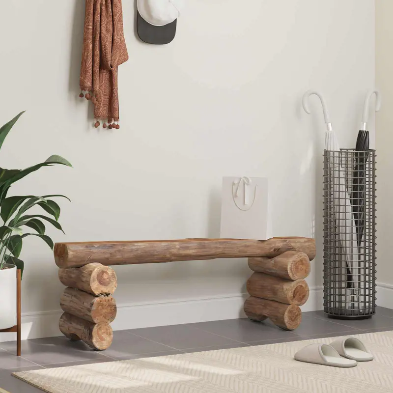 Banco Natural 110 x 30 x 34 cm Madera de teca maciza