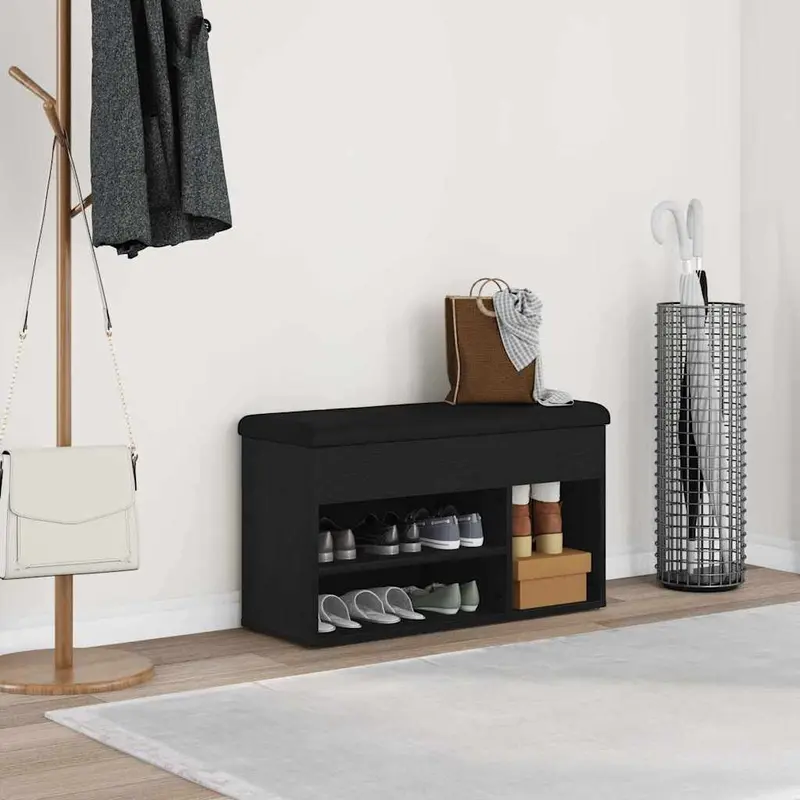 Banco para zapatos Negro 80 x 30 x 45 cm Madera contrachapada