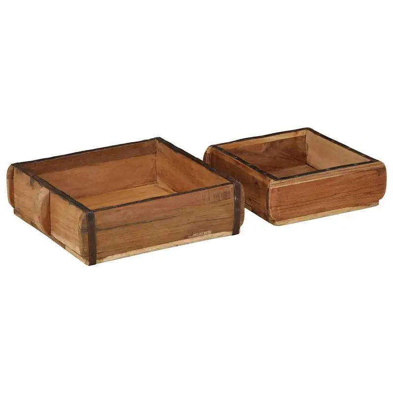Bandeja 2 pcs Marrón 29 x 31 x 10 cm Madera sólida recuperada