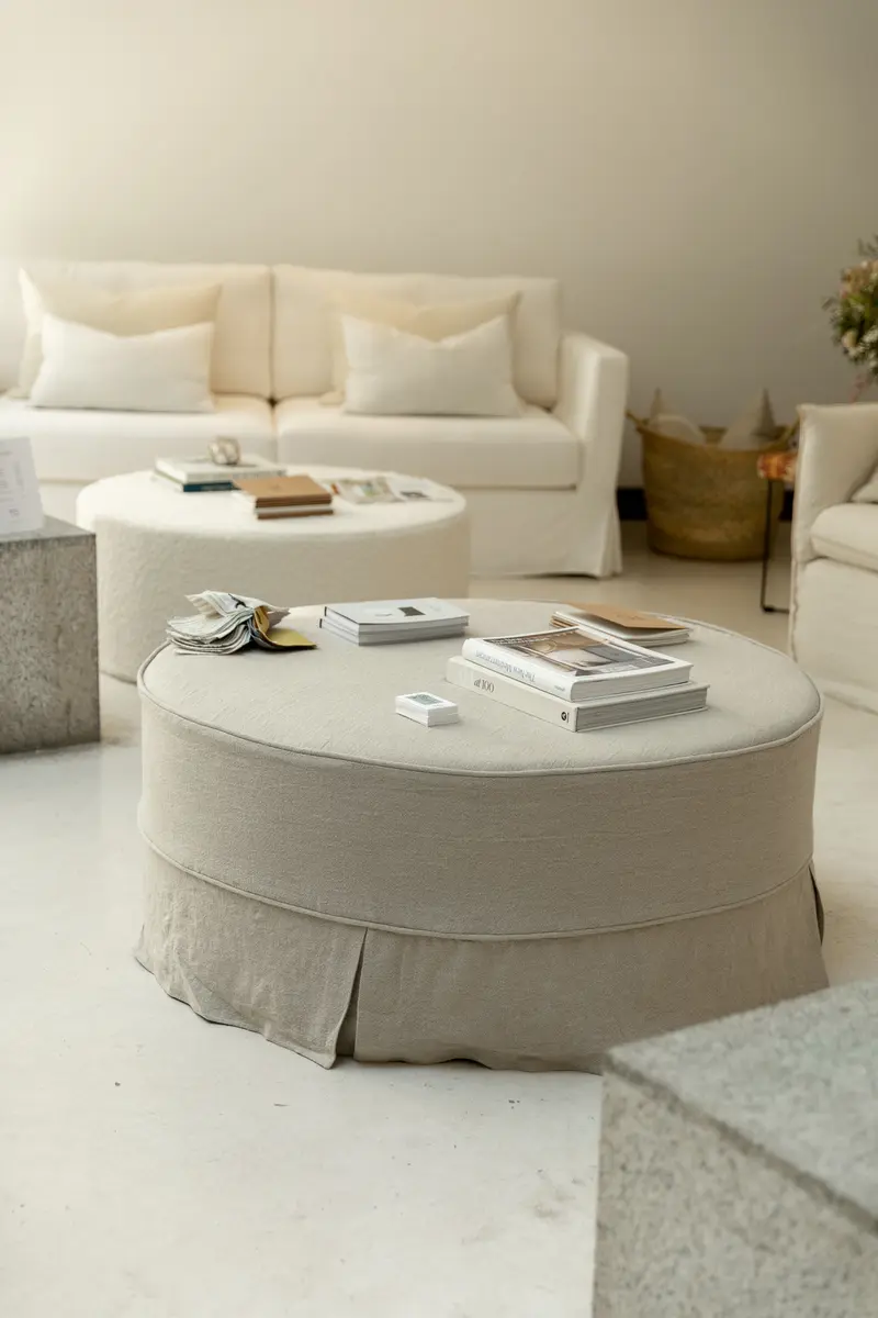 Banqueta Artesana Desenfundable Lino Natural