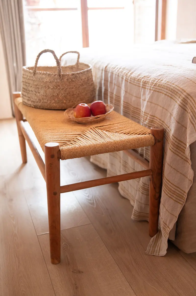 Banqueta Artesana Pie de Cama Cuerda