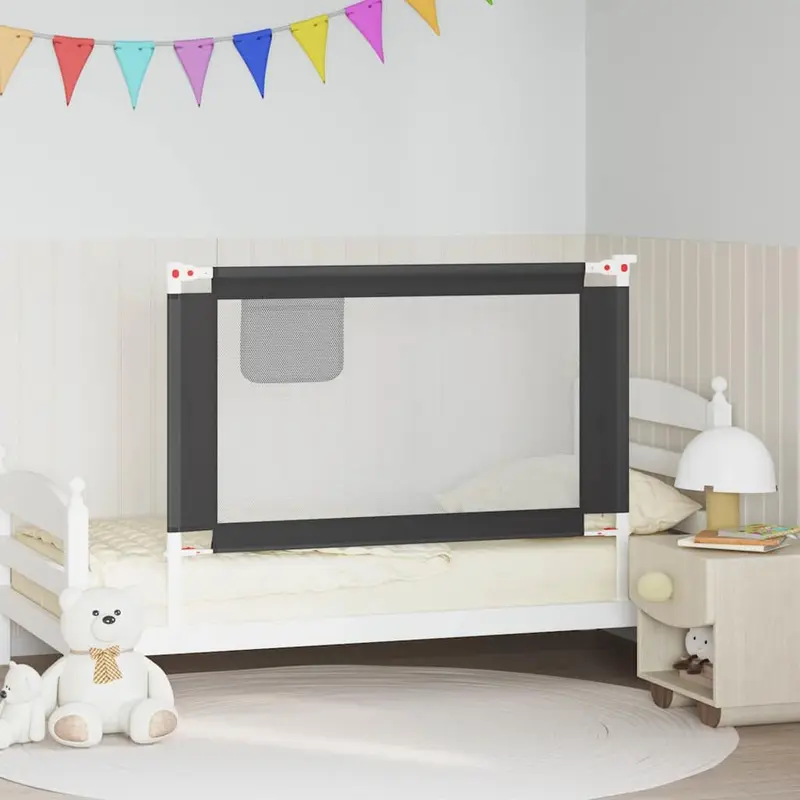 Barandilla de seguridad cama de niño gris oscuro tela 120x25 cm